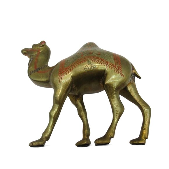 BRASS CAMEL with Painted Accents India Vintage 6" - Picture 2 of 10
